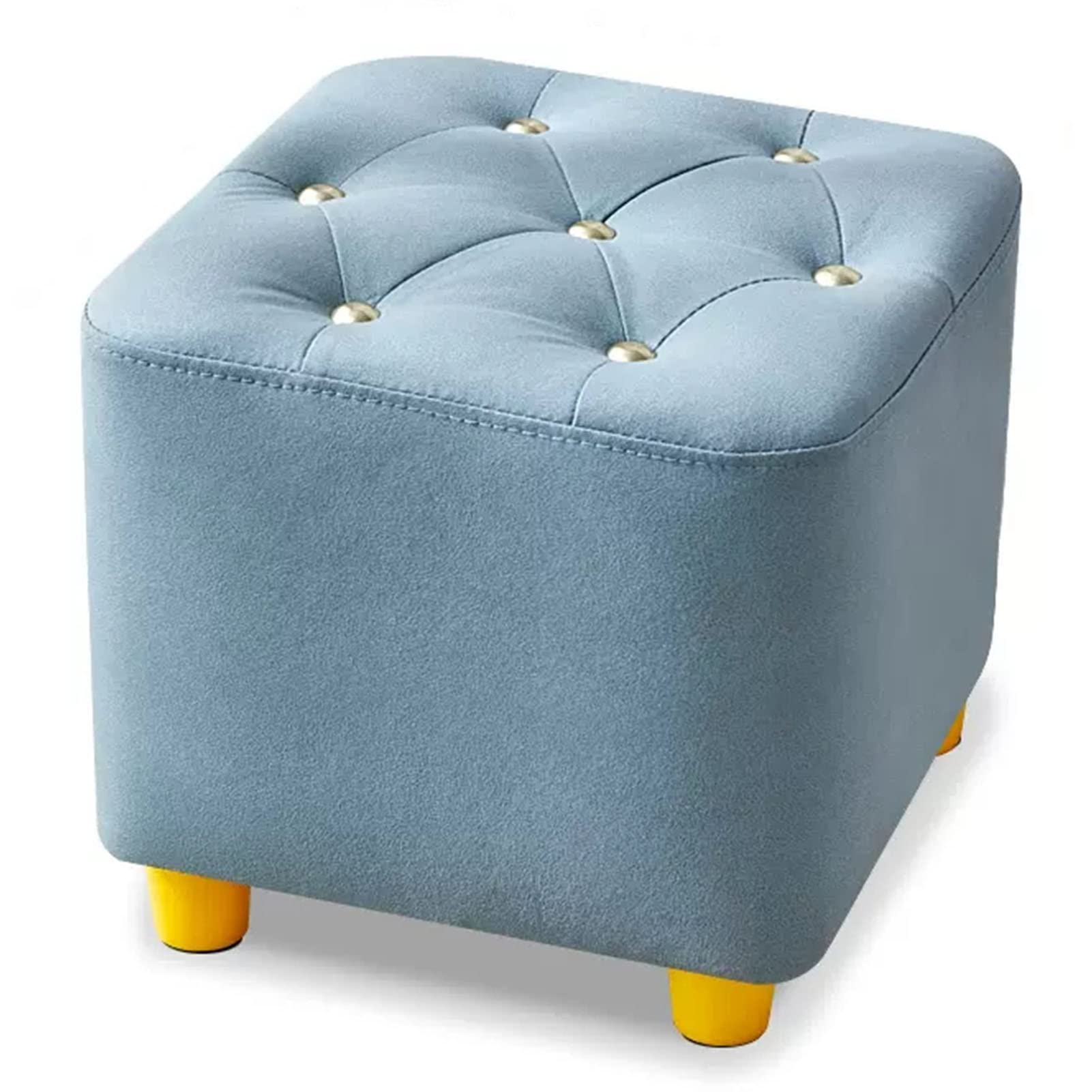 Pouf cube repose-pieds bleu pour salon et chambre