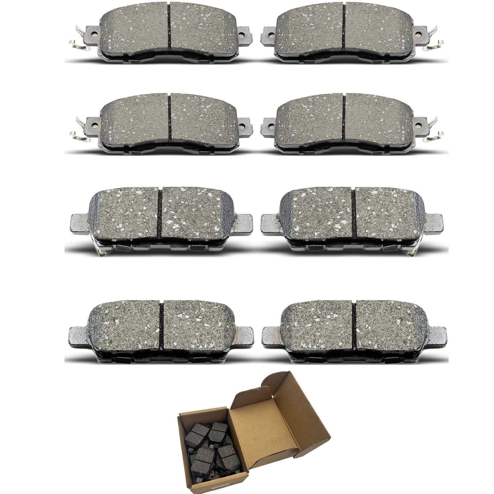 CCTECHMASS 8Pcs Front Rear Ceramic Brake Pads