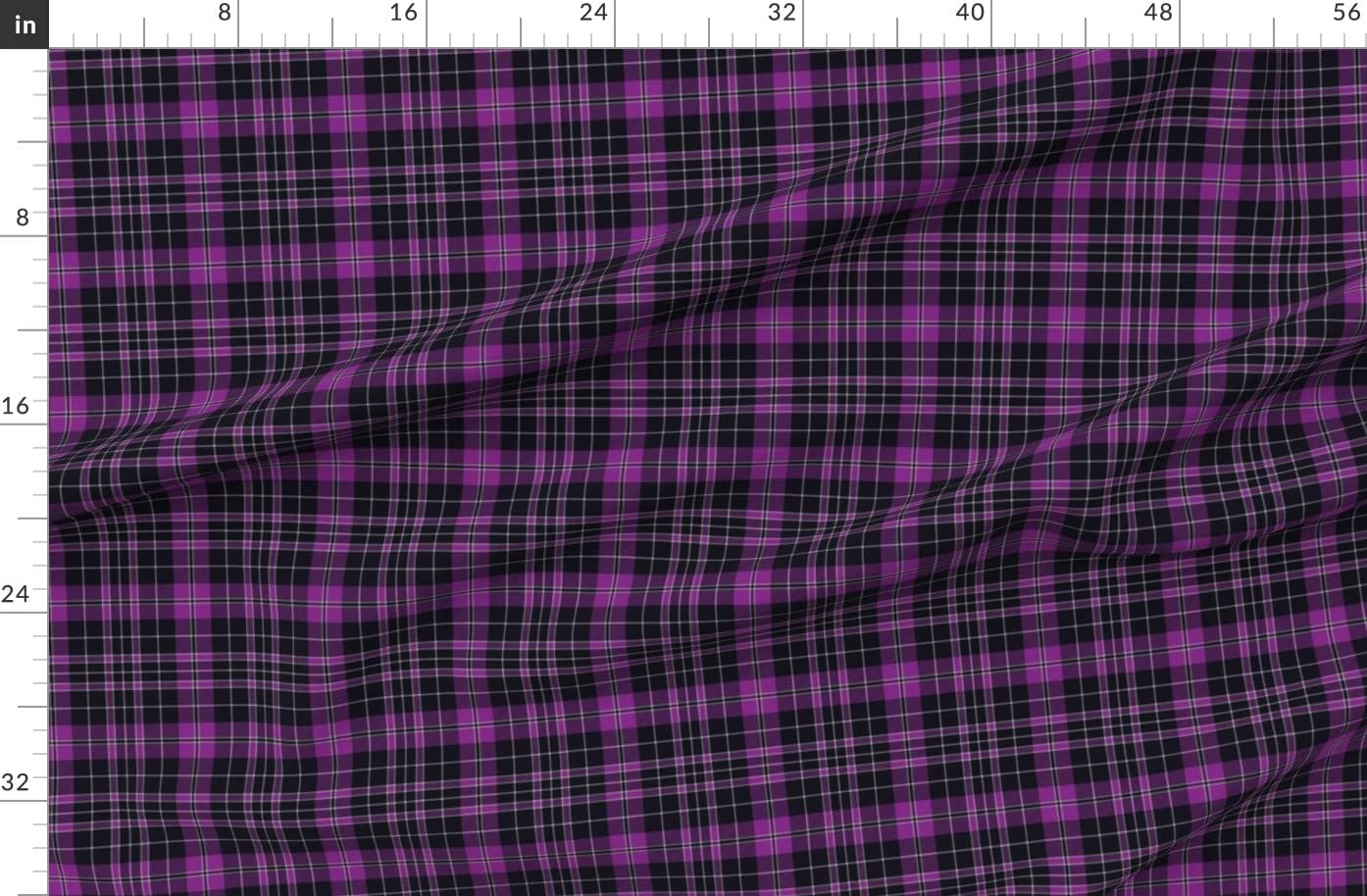 Spoonflower Fabric - Clergy Tartan Purple Plaid Grey Printed on Organic Cotton Sateen Fabric by The Yard - Sewing Quilting Apparel Home Decor