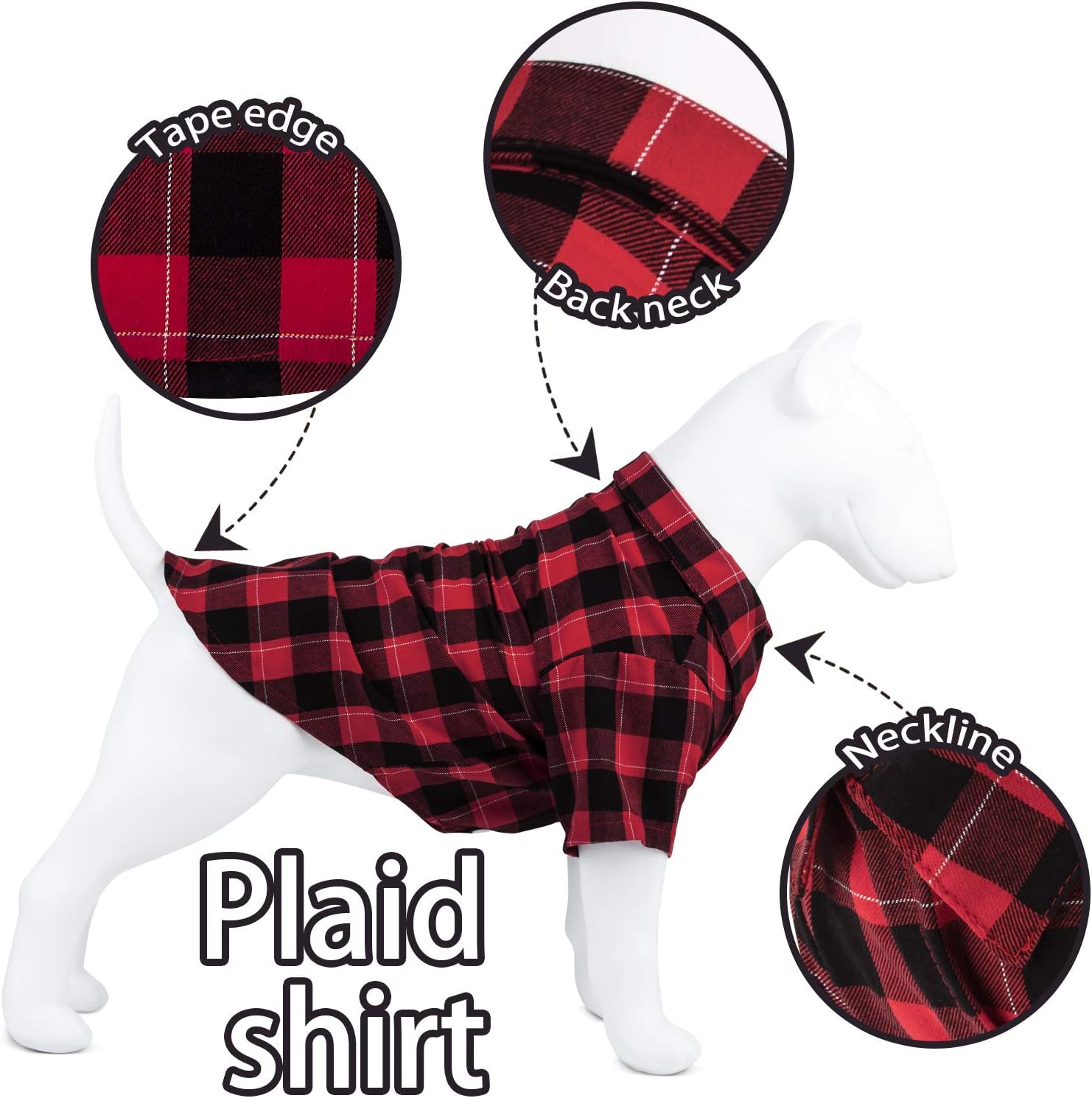 Hozz Classic Plaid Premium Cotton Dog T-Shirt Breathable and Comfortable Puppy Warm Cloth Gift Red&Black Plaid M : Pet Supplies