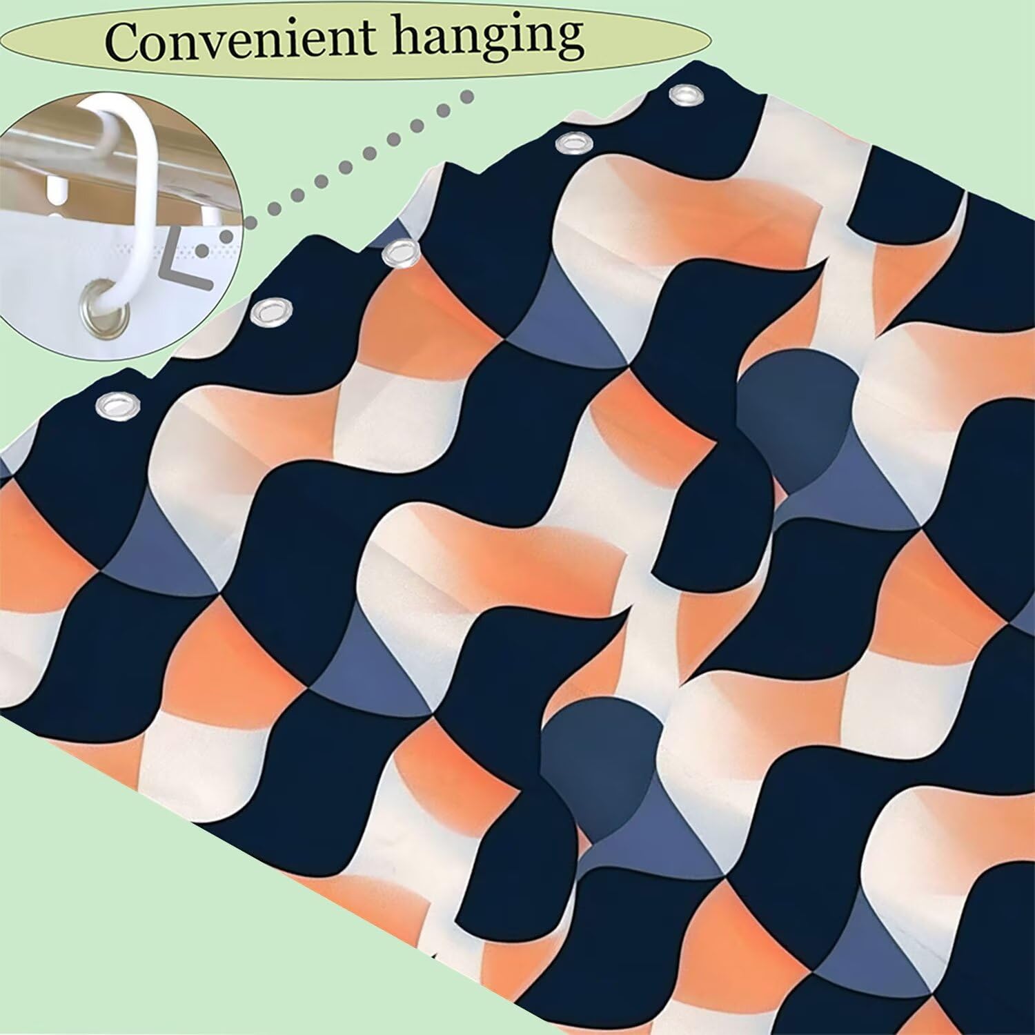 Abstrakt Duschvorhang 200 x 200 cm, Duschvorhang Gitter Muster mit 12 Duschvorhangringe, Waschbar Polyester Stoff Wasserdicht und Trocknet Schnell Badevorhang Badewanne, Geschenke für Frauen G-808