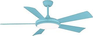 Sulion 072051 Bernat Ventilateur de plafond avec moteur à courant continu Corps en acier à 5 pales en ABS et diffuseur en acrylique, Bleu clair
