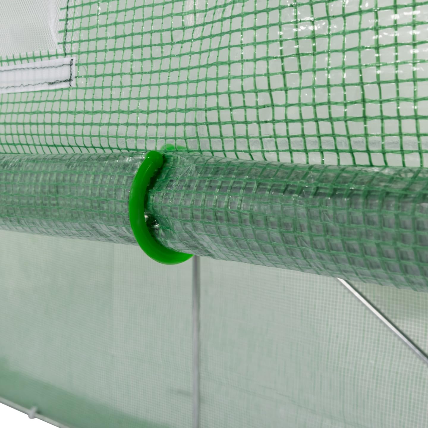 IDMarket - Serre à tomates relevable 3m² Verte 2 fenêtres avec moustiquaire et Porte zippée