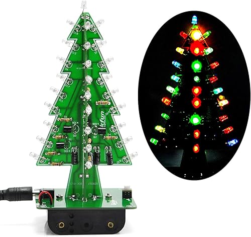 Gikfun Árbol de Navidad 3D Árbol de Navidad LED Kits de bricolaje 7 Colores Flash Circuito LED EK1697