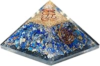 Vista 1 de Pirámide de orgón - Cristales de piedra de lapislázuli azul con punta de cuarzo envuelta en cobre