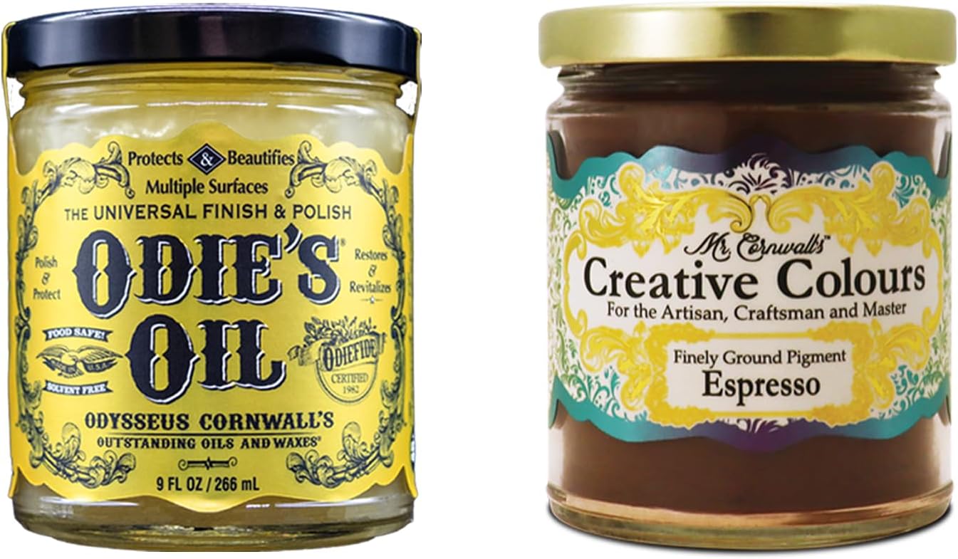Odie's Oil & Walnut Creative Colour Pigment (9 oz) 2 in 1 - Universal Finish and Stain Kit - Protect, Colour, Beautify