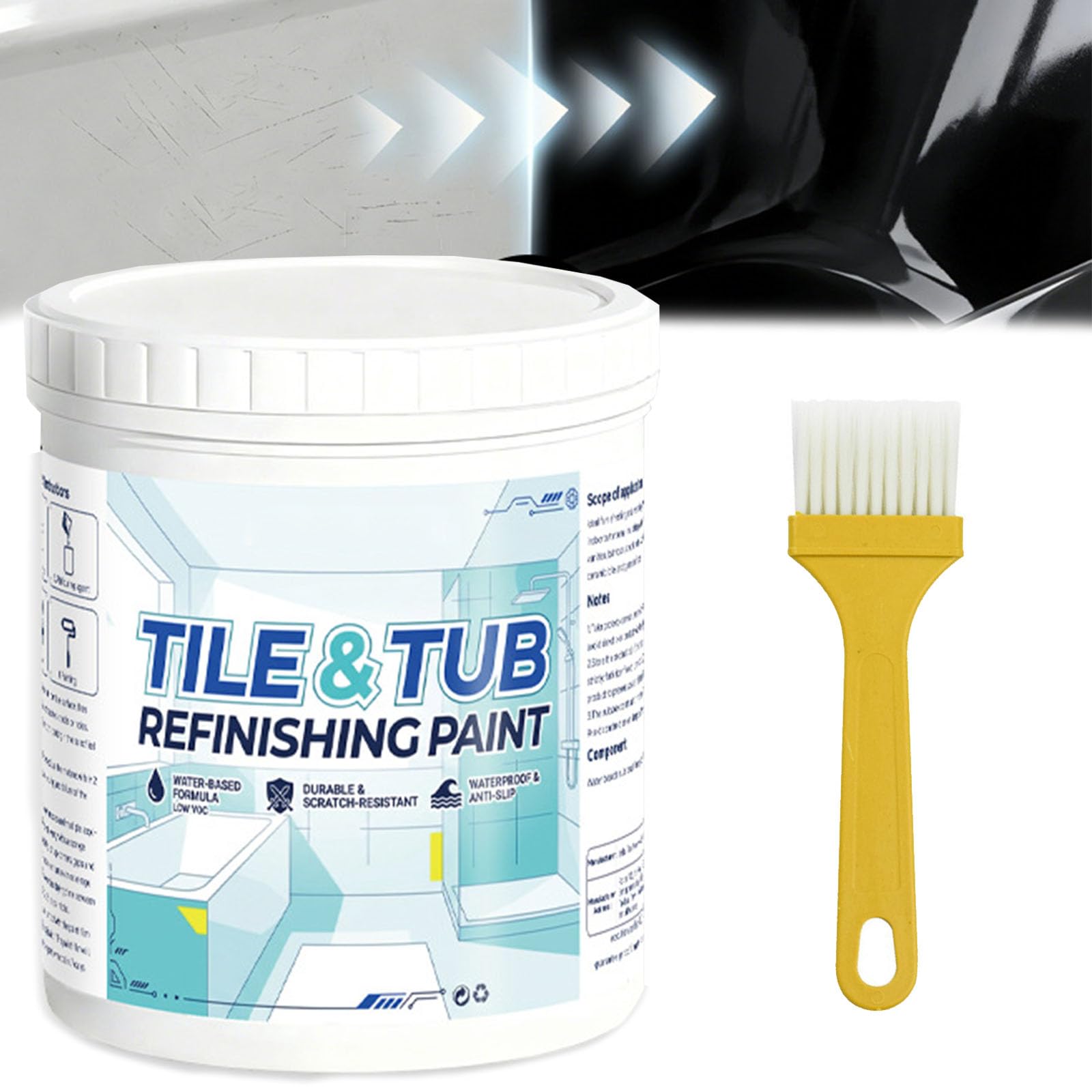 2026 New Tile Refinishing Paint, Premium Tile&Tub Refinishing Paint Kit, Tile&Tub RefinishingPaint, Tile Paints For Bathroom, White Bathroom Tile Paints Waterproof, for Tubs,Sinks (black)