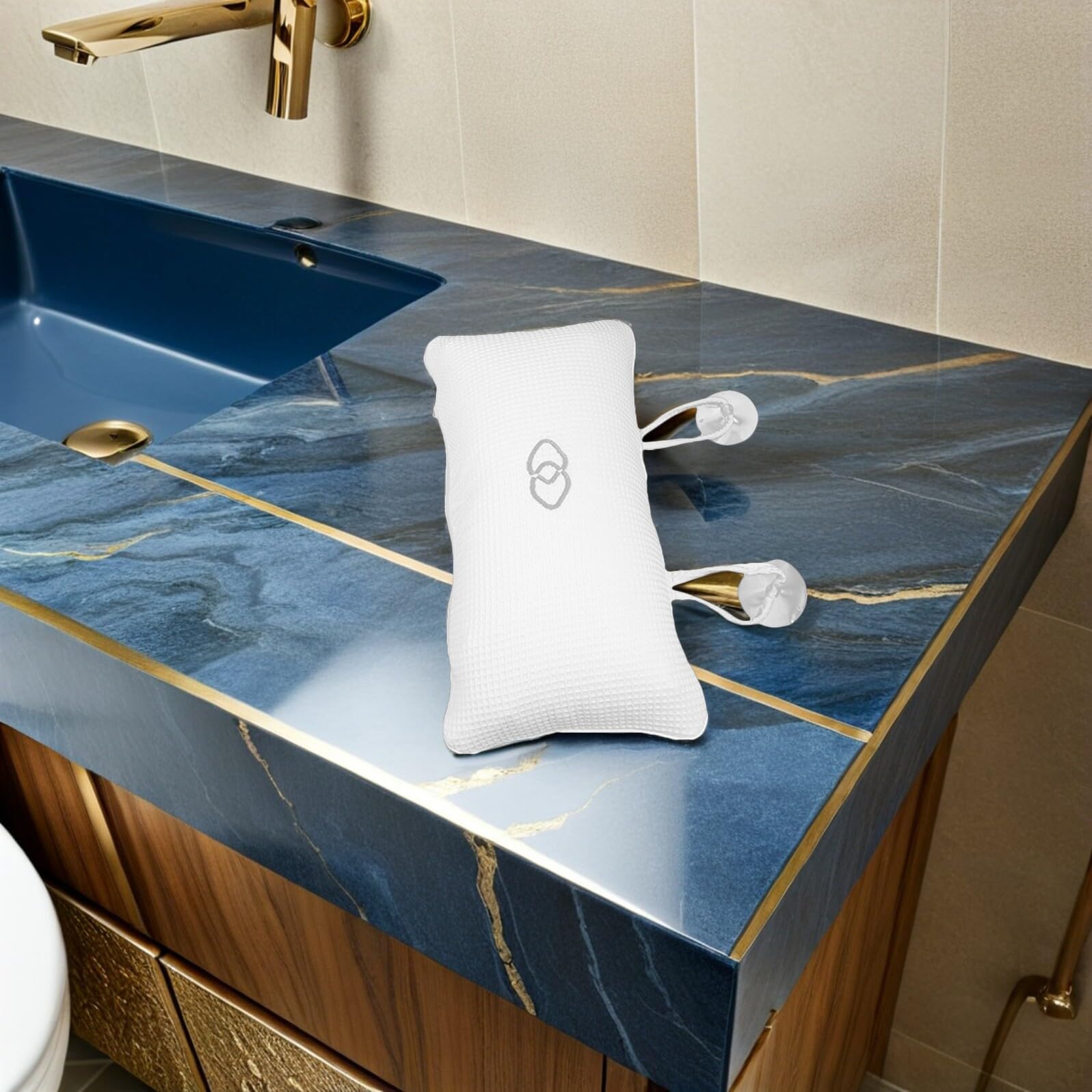 HEMOTON 3 pezzi Cuscini da Vasca Gonfiabili Antiscivolo con Ventose Resistenti Poggiatesta Ergonomico per Collo e Testa Cuscini da Bagno per Relax in Vasca Spa e Hotel Design Bianco