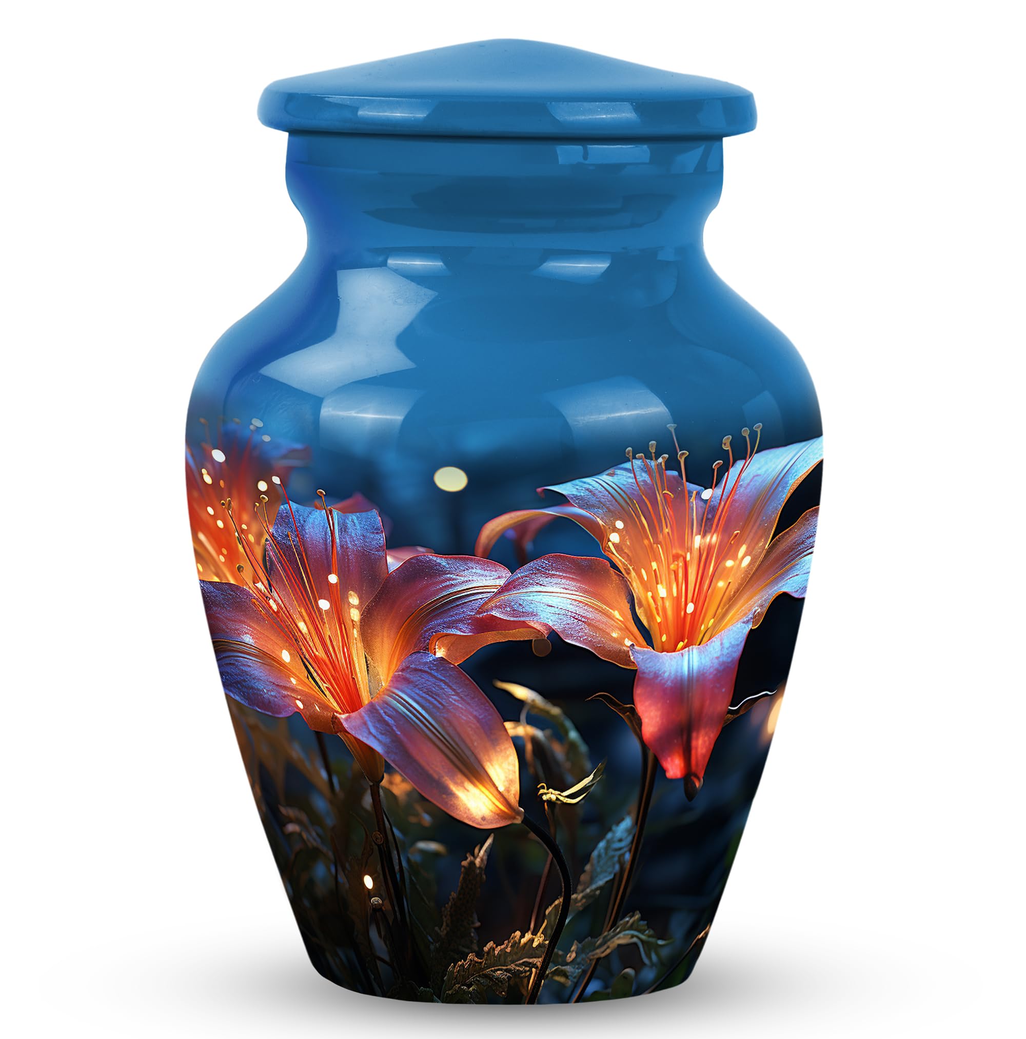 Lilies Aglow with Mystical Light, Keepsake Urns for Ashes, Small Keepsake Urns, Memorial Small Urns for Human Ashes, Keepsake Urn, Decorative Urn 3''
