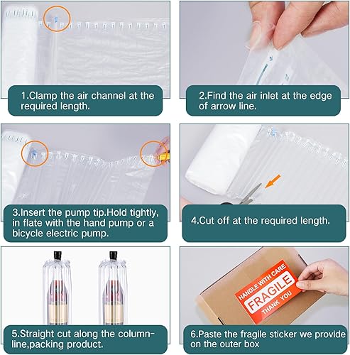 Miniatura 5 de PerKoop Almohadas de aire inflables de 8 x 175 pies para envío, embalaje grande de burbujas con bomba, rollo de envoltura de amortiguación de