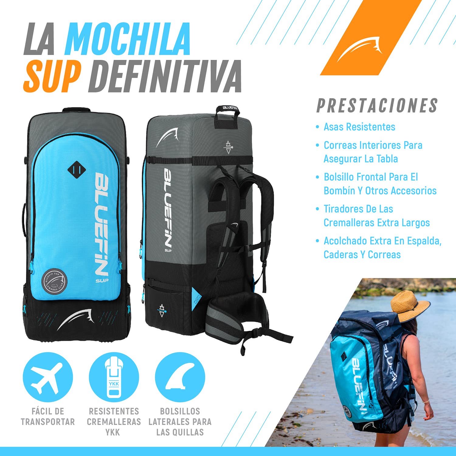 Tabla de Paddle Surf Hinchable Bluefin Cruise 9'8 / Tabla de Sup para Adultos y Niños/Sup Bluefin Cruise/Portátil y Fácil de Transportar/Incluye Accesorios para Tabla de Padle Surf