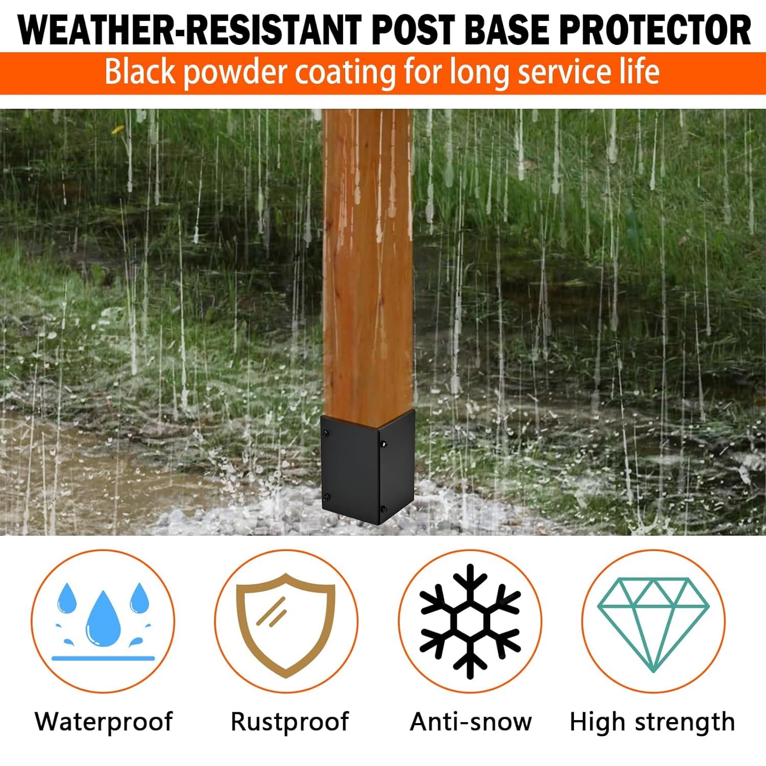 ITeVe.GD Protection De Base De Poteau, Réglable (plage De 8,4 à 15,2 Cm), Protège La Colonne En Bois Pour Terrasses, Clôtures En Bois, Porches, Boîte