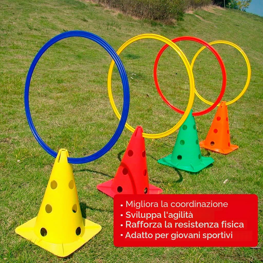 CANNON Set di 12 cerchi da allenamento, 50 cm, per agilità e calcio