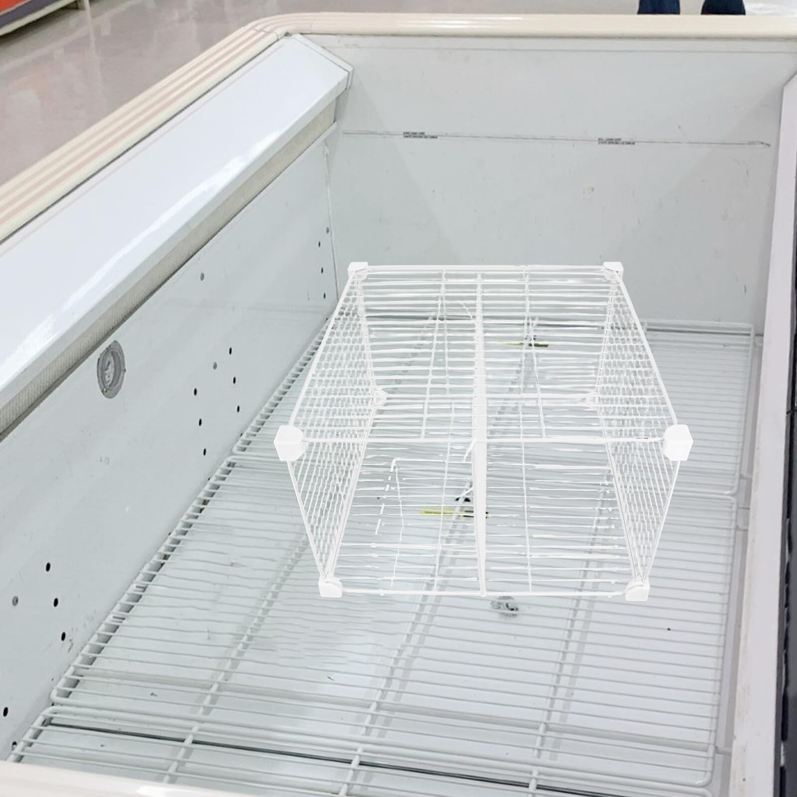Gefriertruhen Organizer Metallkorb mit 2 Fächern Modularer Kühlschrank Aufbewahrungsbehälter Kältebeständige Trennwand für Gefrierschrank und Kühlschrank Platzsparender