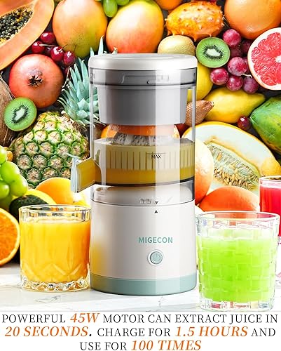 Vista 2 de Exprimidor eléctrico recargable, dispositivo de cocina portátil para hacer jugo de naranja, exprimir naranjas, limones, kiwi, pomelos y jugos