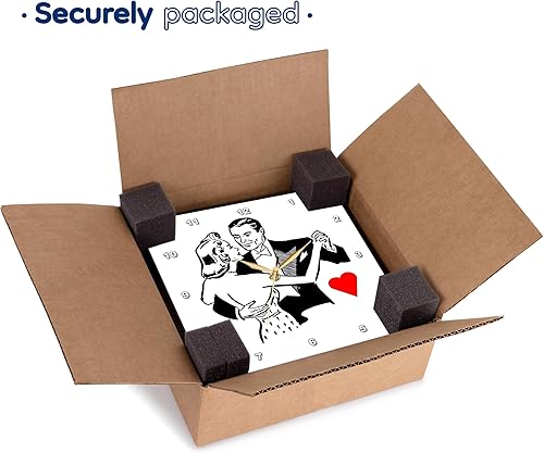 Miniatura 7 de 3dRose DPP_62200_1 Reloj de pared retro para pareja bailando en negro y blanco, 10 x 10 pulgadas