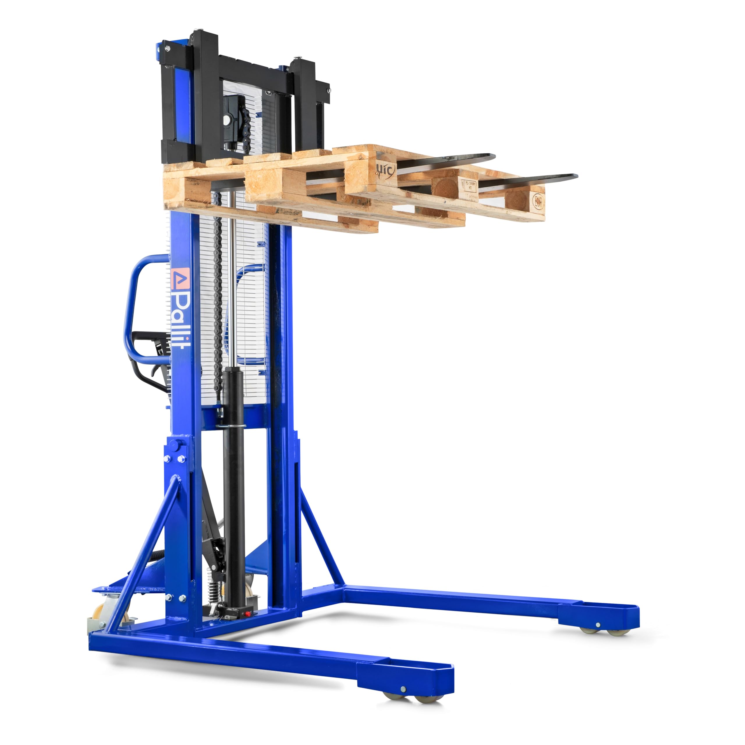 Pallit Hochhubwagen WIDE | verschiebbaren Gabeln von 210 mm bis 950 mm | 1600 mm Hubhöhe | 1000 kg Tragkraft | Stapler