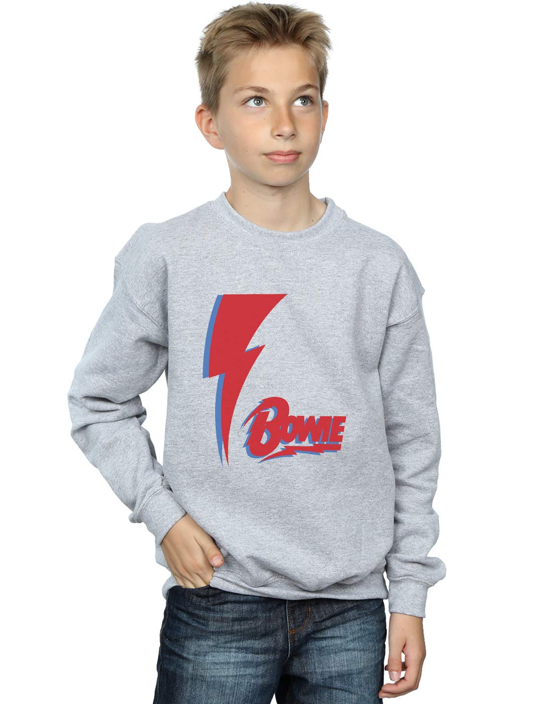 Absolute Cult Boys Sport Grey David Bowie Red Bolt Sweatshirt 9-11 Years