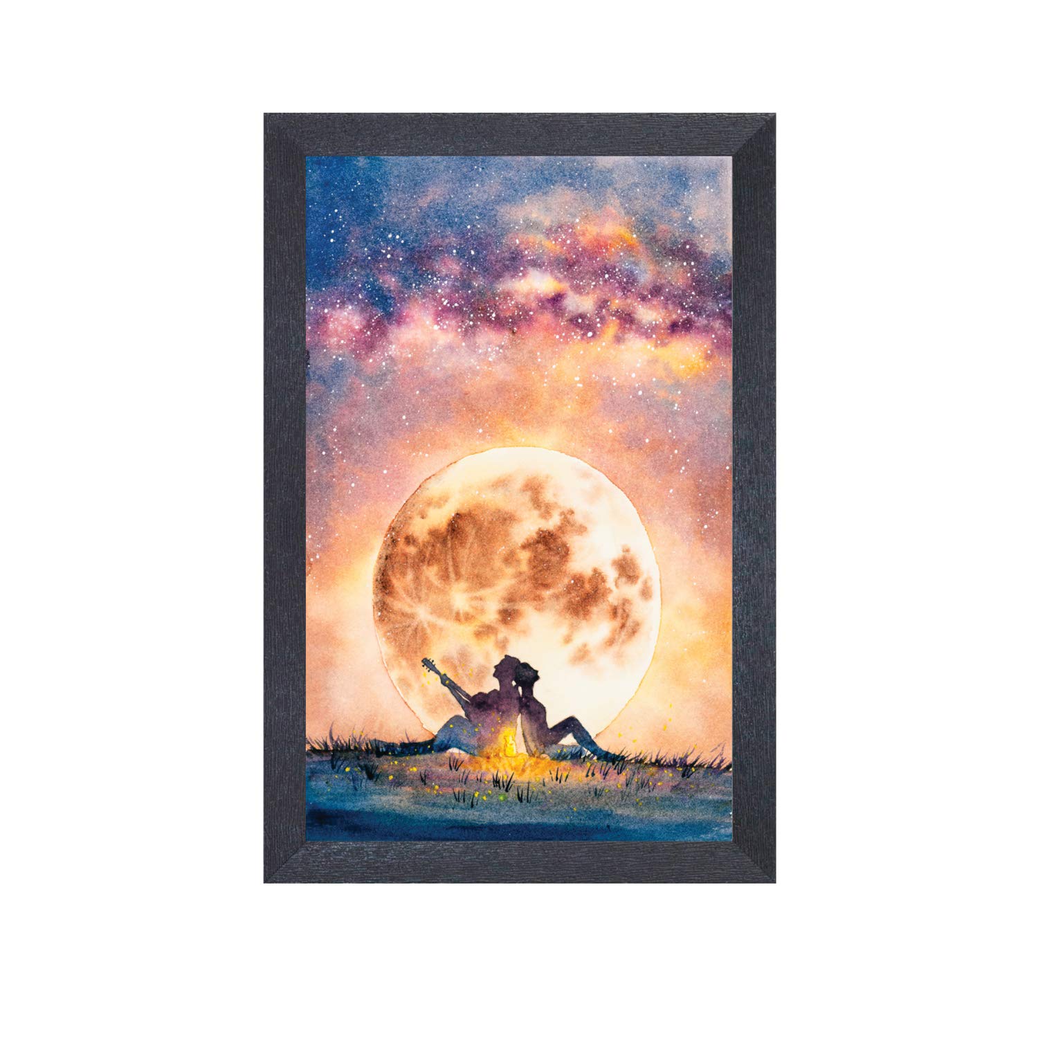 RANDOMRP-2042 Abstract Watercolor Love Couple Painting, 12 inch X 18 Inch