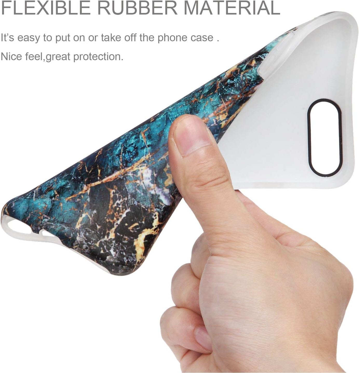 LUMARKE iPhone 7 Plus Case,iPhone 8 Plus Case, Gold Blue Marble for Girls Women Slim Fit Glossy TPU Cute Clear Bumper Soft Rubber Silicone Thin Protective Phone Case Cover for iPhone 7 Plus 8 Plus