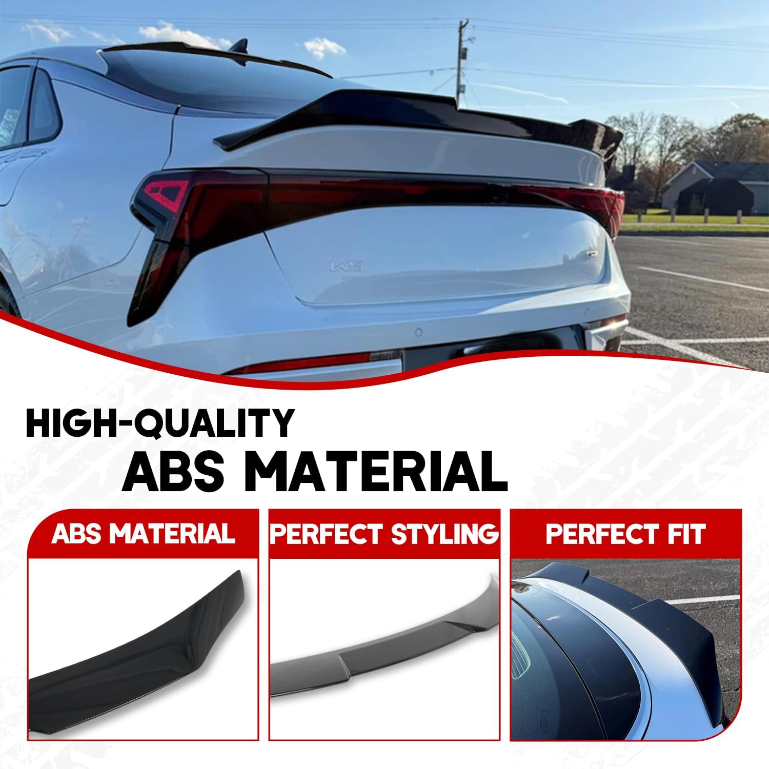 Rear Spoiler Roof Spoiler Body Kit for 2025-2026 Kia K5 GT-Line/GT/LXS/EX/LX/Optima, Kia K5 GT Line Accessories Rear Trunk Wing Spoiler Rear Window Top Wing (Gloss Black)