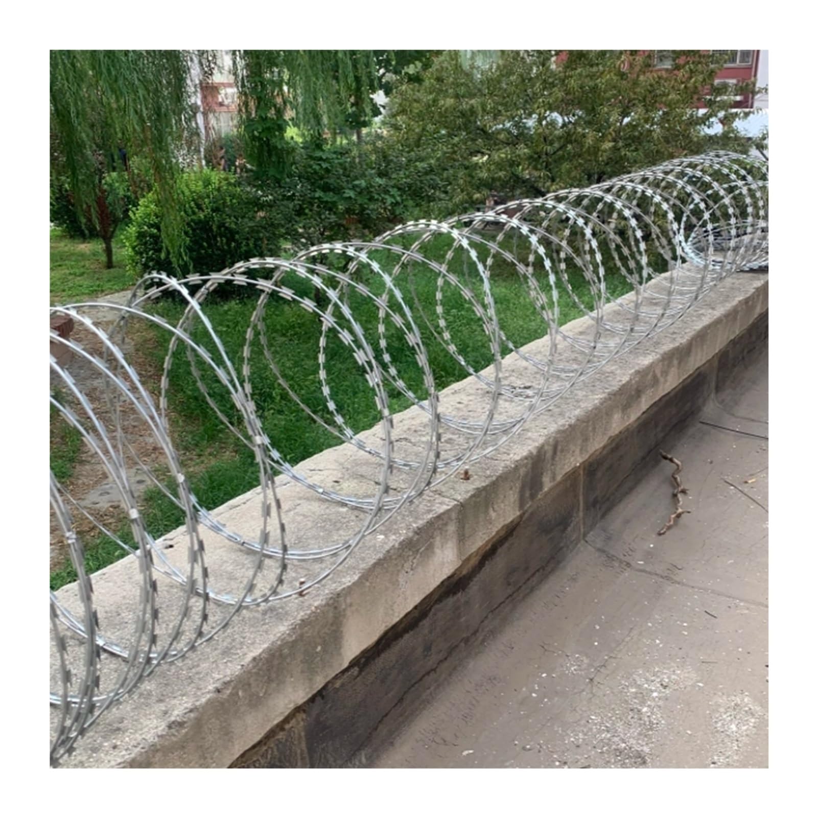 Valla de púas de Alambre de espino galvanizado - Bobinas helicoidales de 45 cm, 100 m de Acero Inoxidable Resistente para protección Exterior de Granjas - Barrera Espiral Afilada
