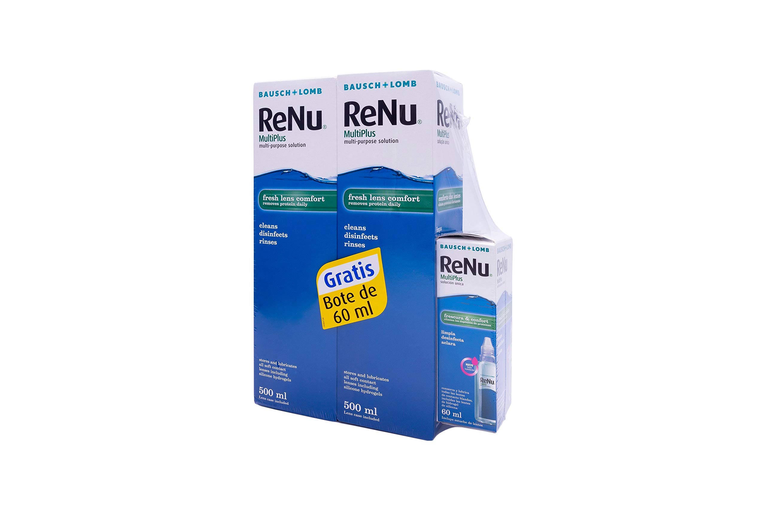 Renu Bausch + Lomb MultiPlus Solución Única 2 x 500ml + 60ml gratis para lentes de contacto blandas