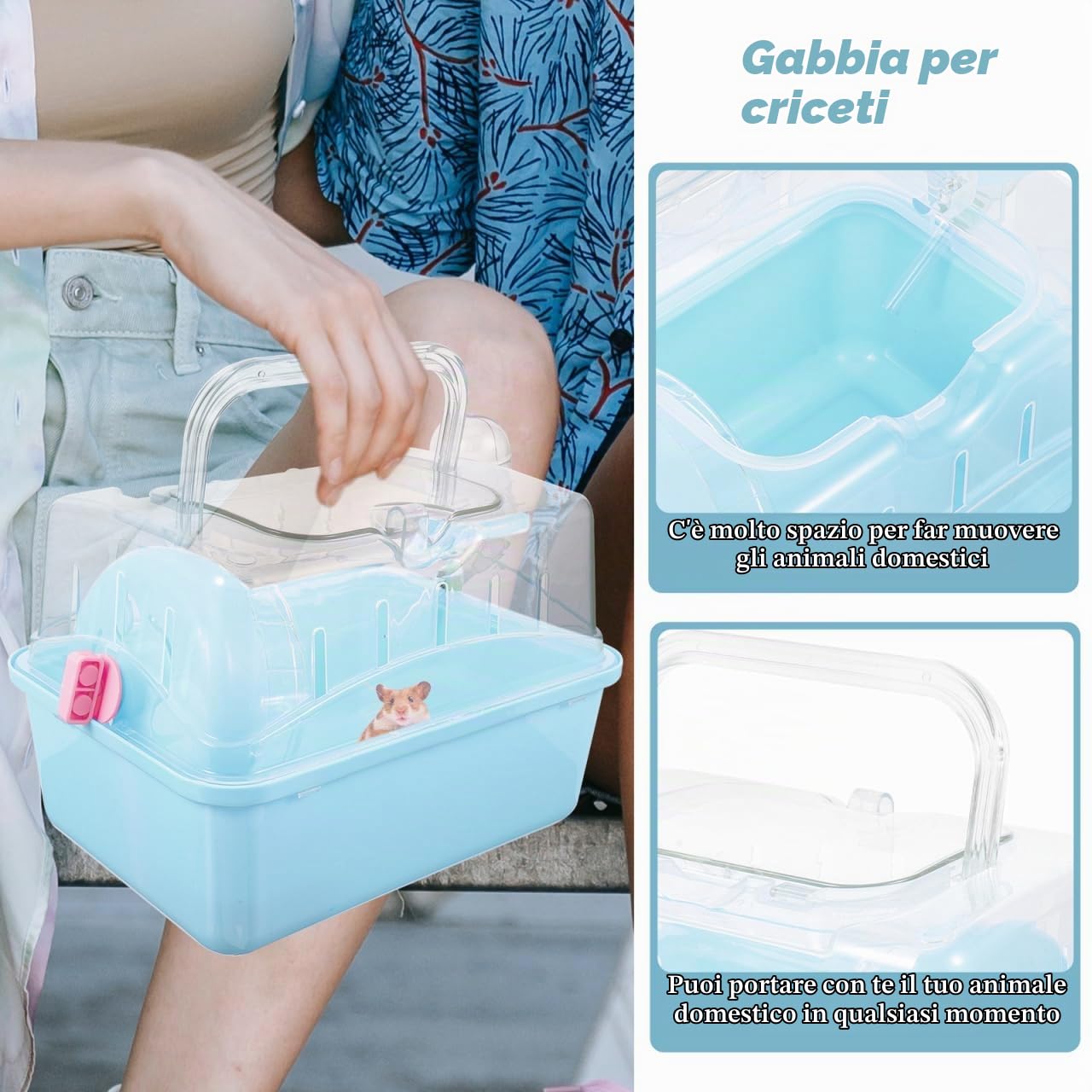 Toddmomy Gabbia Per Criceti Trasparente Con Tetto Panoramico Custodia Da Viaggio Robusta E Spaziosa Per Piccoli Animali Come Criceti E Topi 8.86X6.69X6.50In Trasportino Sicuro Per Esterni