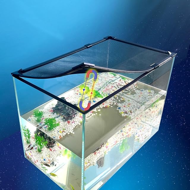 Foto 2 de 7 de DIY Malla magnética de la cubierta de la red anti-salto del acuario，Adecuado para acuario como tapa