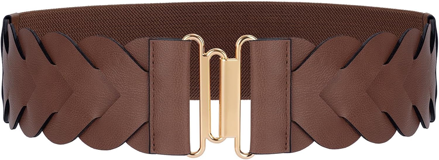 JASGOOD Women's Wide Elastic Belt Vintage Stretchy Belt for Dresses Braided Waist Belt