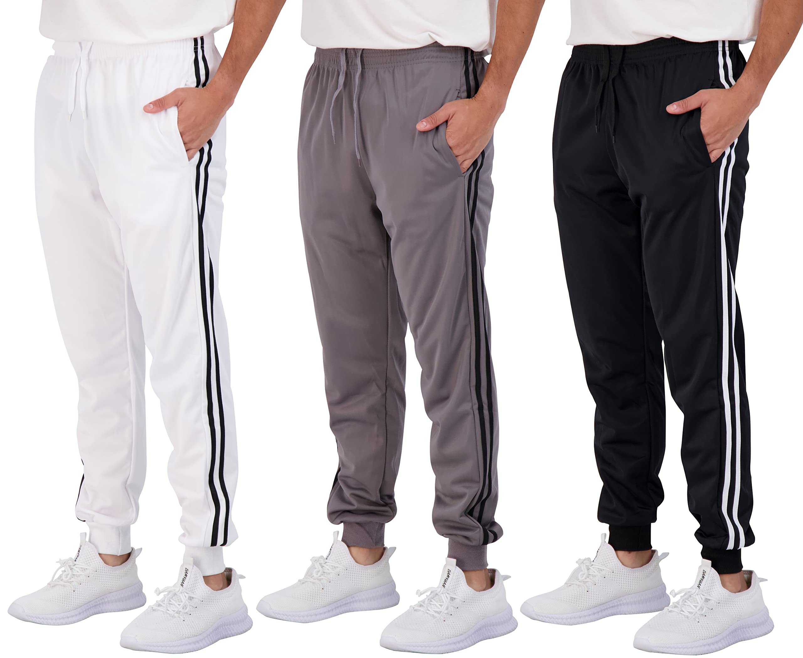 Real Essentials3 Pack: Men's Active Athletic Casual Jogger Sweatpants with Pockets