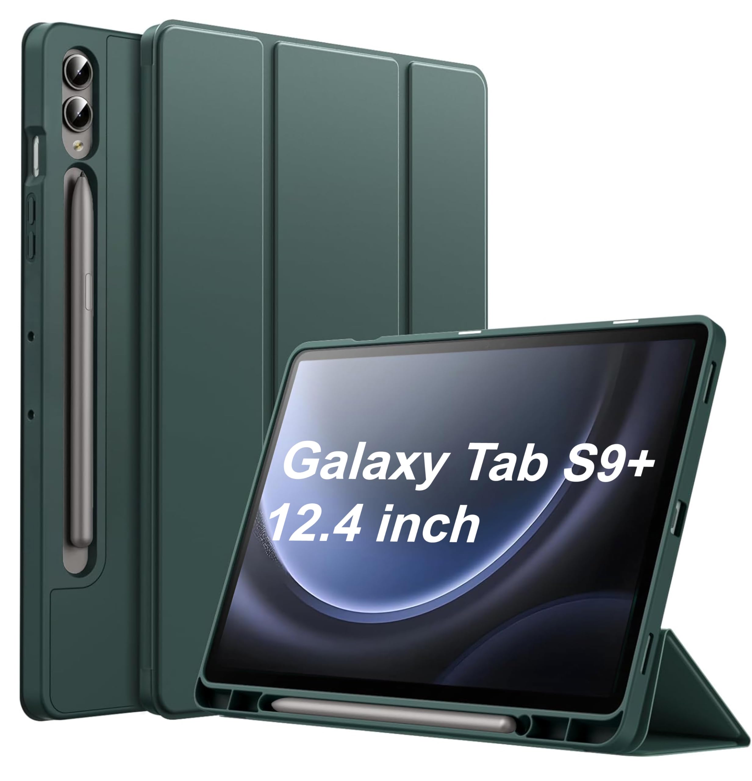 TGK Smart Flexible with Pencil Holder Trifold Back Flip Stand Case Cover for Samsung Galaxy Tab S9+ 12.4 inch (Green) (B0DC5F76PL) Amazon Price History, Amazon Price Tracker