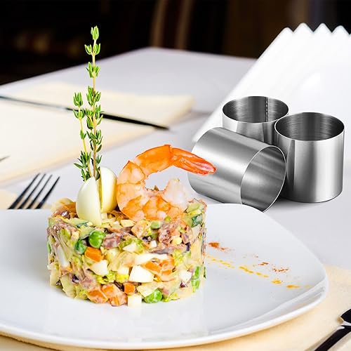 Miniatura 5 de Moldes redondos para tartas, mini anillos de pastelería y pastelería, anillo redondo de acero inoxidable, anillos de comida de postre, juego de 4