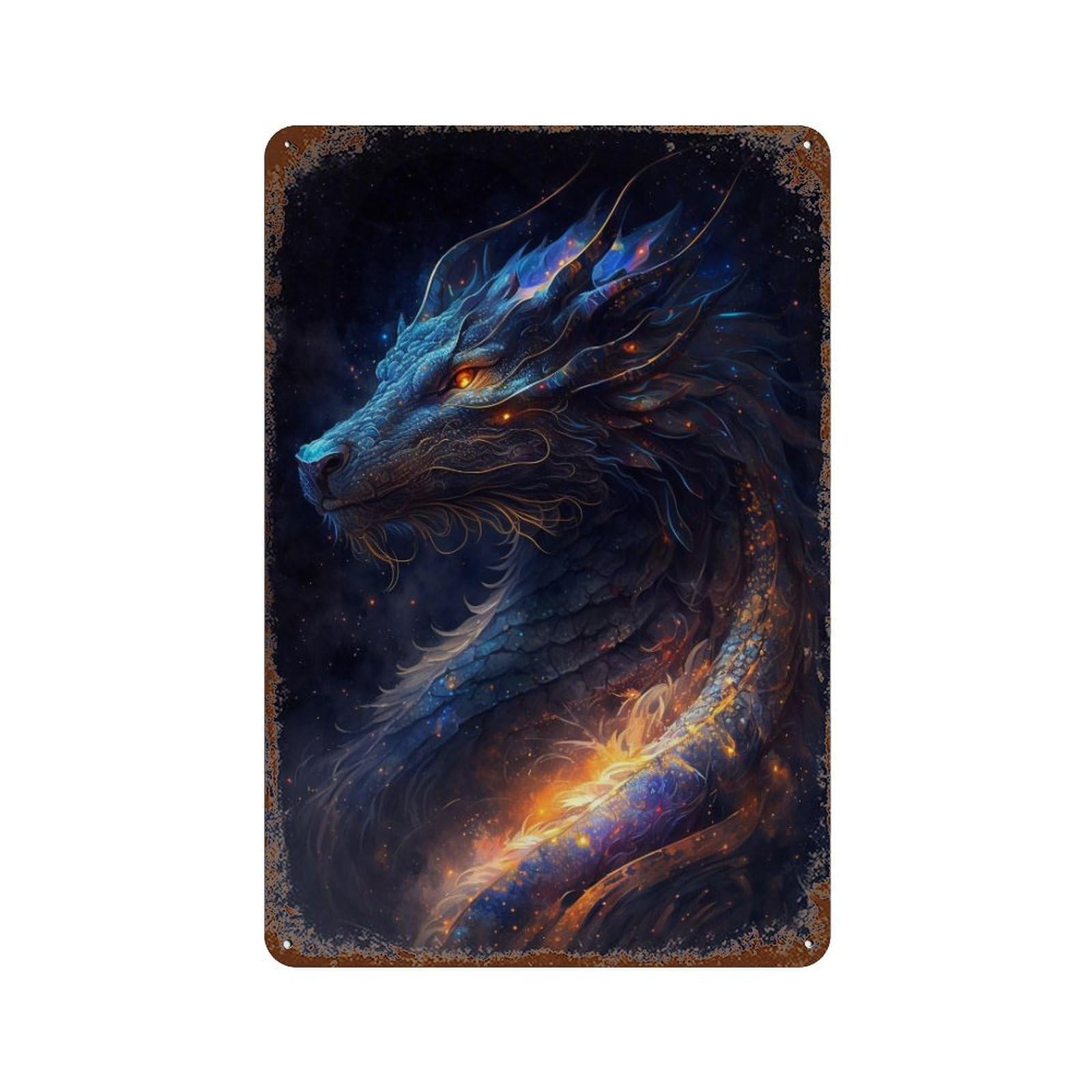 Fantasy Dragon Artwork -8 Decorative Tin Sign 11.8"x7.9", Shabby Chic Decor for Garage, Pub Or Kitchen