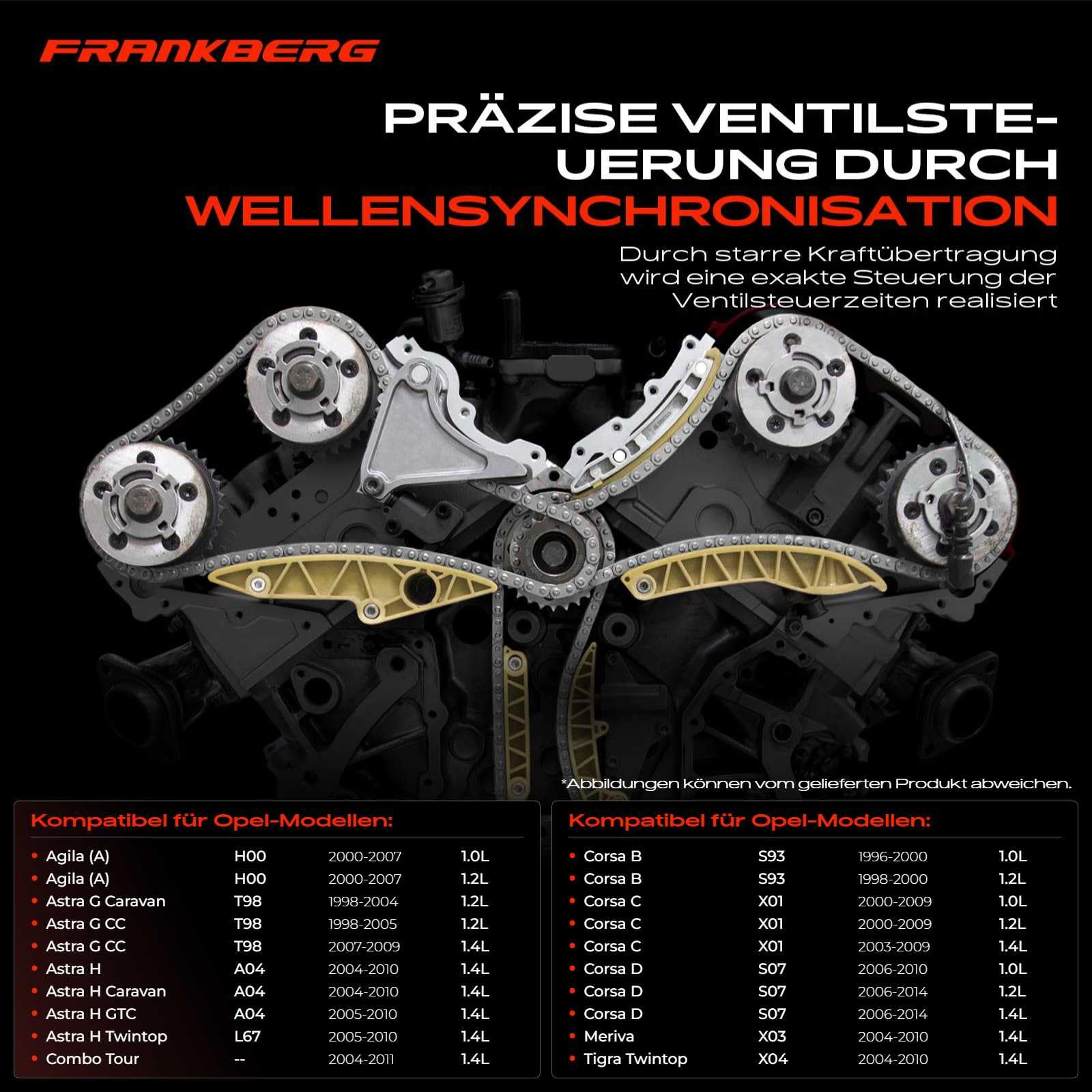 Steuerkettensatz für Agila (A) H00 Astra G T98 F08 F35 F69 H L48 L35 L08 L67 Combo Corsa B 73 C F08 X01 D S07 Meriva Tigra Twintop 1996-2014 90529570