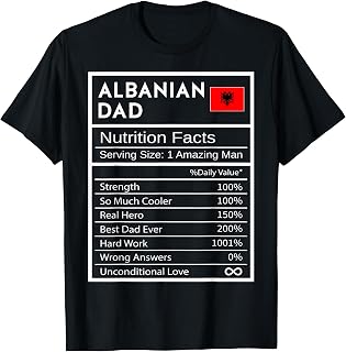 Albanian Dad Nutrition Facts National Pride Gift For Dad T-Shirt