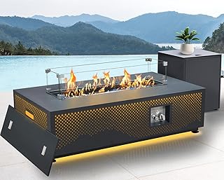 RADIATA 42” Rectangle Propane/Natural Gas Firepit for Outside Patio, Hea...