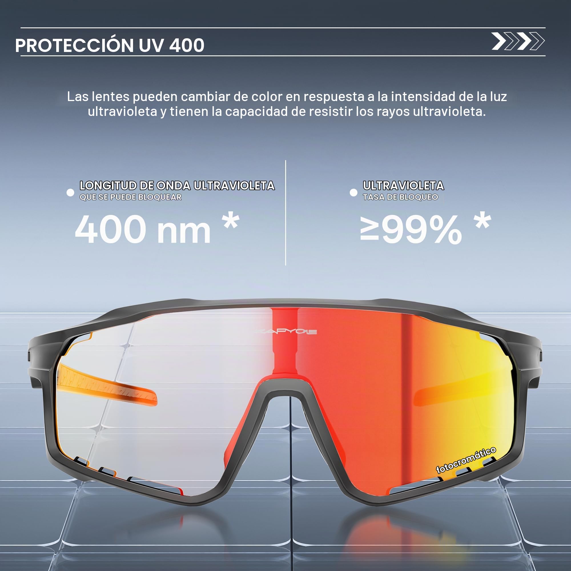 KAPVOE Gafas de Ciclismo Hombre Mujer K76 | Montura TR90, almohadilla nasal ajustable para ciclismo.
