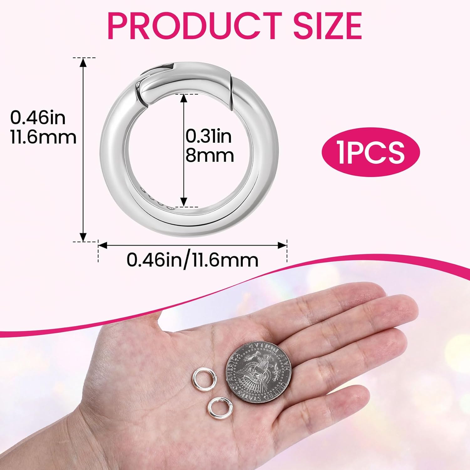 925 Sterling Silver Round Jewelry Clasps, Hypoallergenic Necklace Enhancer Shortener, Spring Bail Clasp Rings Connector Clips for Bracelet Anklet Jewelry Making - Image 2