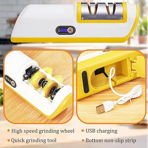 Miniatura 5 de Afilador de cuchillos eléctrico de cocina, afilador de cuchillos de 2 etapas y pulido, herramienta de afilado, afilador de cuchillos, afilador de