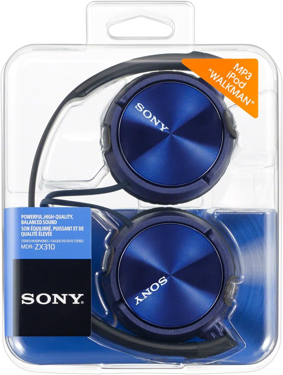 Sony Foldable Headphones with Smartphone Mic and Control - Metallic Blue