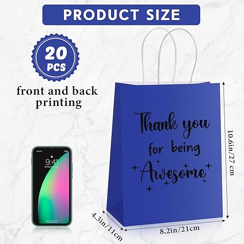 Miniatura 2 de Ctosree 20 bolsas de papel de regalo para empleados, compañeros de trabajo, colega de trabajo con asas, bolsas de regalo de agradecimiento para
