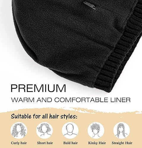 Miniatura 2 de Wmcaps Gorro de invierno para hombres y mujeres, gorro con forro polar cálido, gorro de esquí suave y cálido, unisex