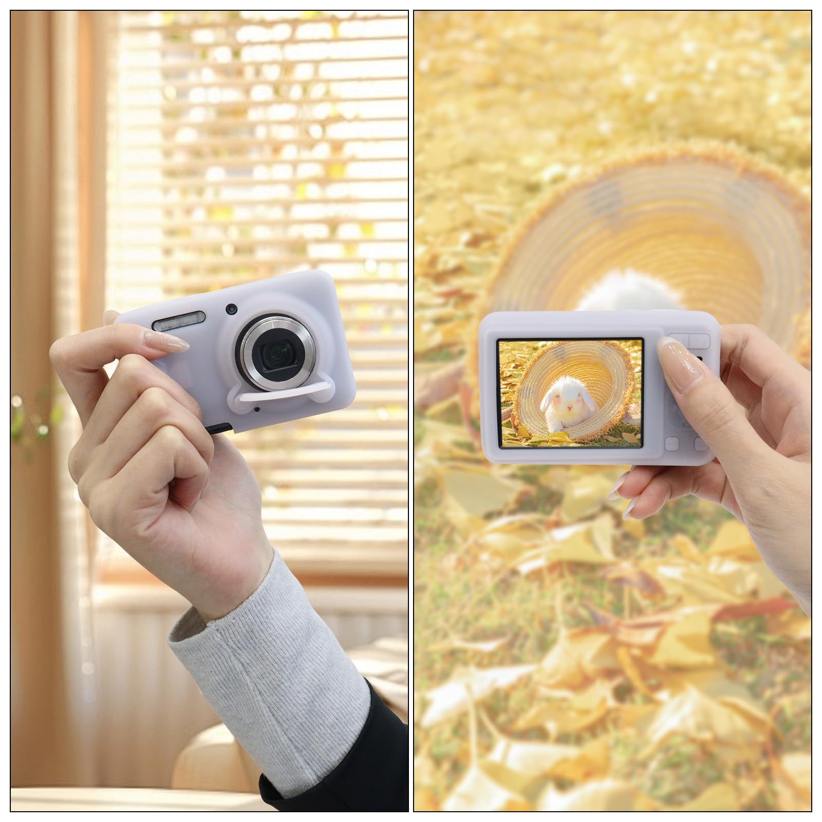 MUZIRI KINOKOO Etui do Kodak Pixpro FZ55, Miękka silikonowa obudowa ochronna na aparat cyfrowy Kodak FZ55 z odpinanym osłonięciem obiektywu - Elegancka i odporna na zarysowania - Różowy bonbonowy