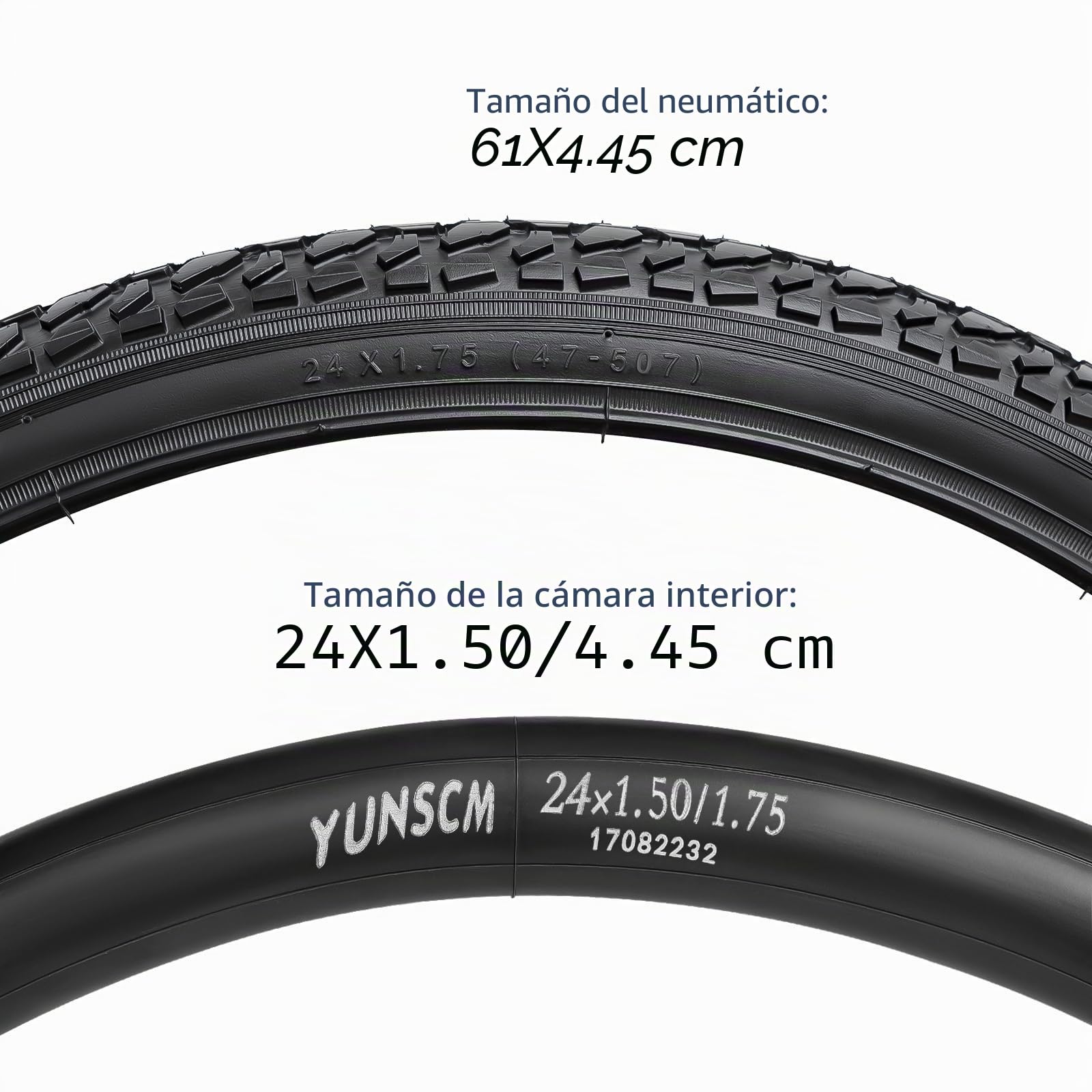 YunSCM 2Pcs Plegable 24 Pulgada Neumáticos 24x1.75 ETRTO 47-507 más 2Pcs 24 Pulgada Cámara de Aire AV32mm Valve Compatible Bike 24x1.75 Neumáticos and Cámara de Aire