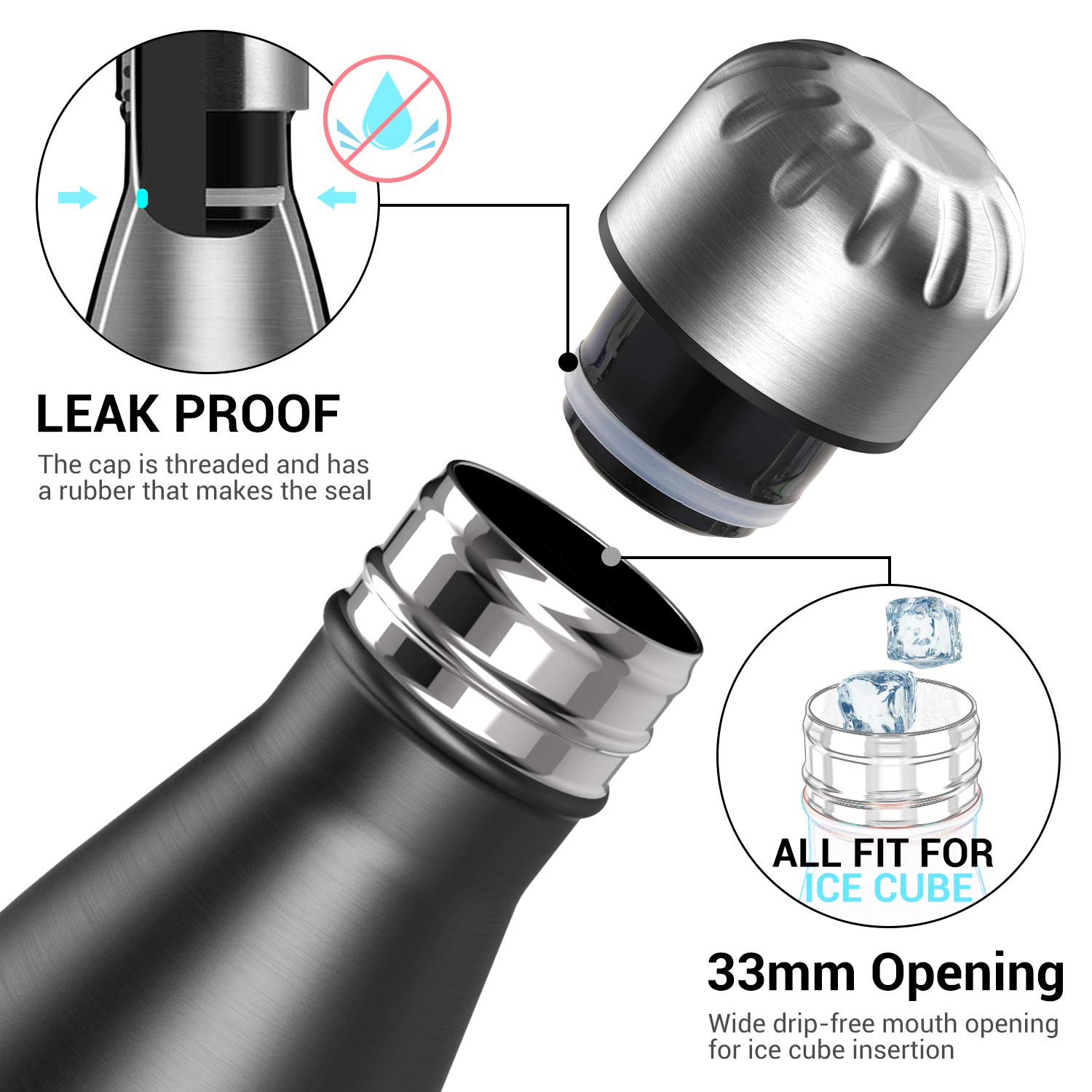 Kraft Bouteille Isotherme Portable à Double Paroi En Acier Inoxydable 0,5L/ Pour Eau Ou Café ,dans Bureau Voiture Au Sale De Sport. à Prix Pas Cher | Maroc