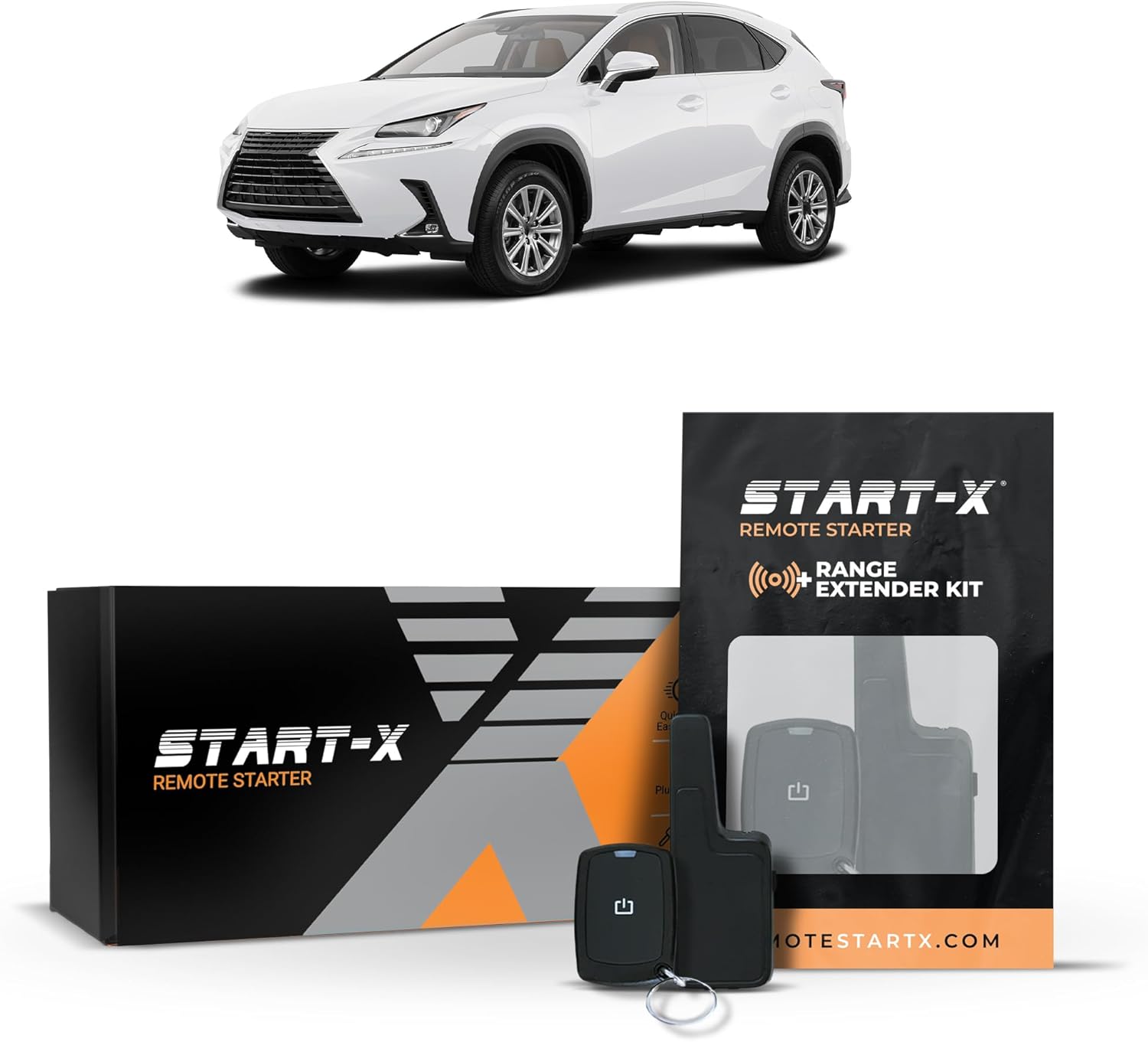 Start-X Remote Starter Kit + 2000ft 1 Way Range Extender for Lexus NX 300 (2018, 2019) & NX 200t (2015, 2016, 2017) Vehicles with Push-to-Start Ignition