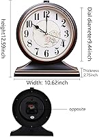 Vista 2 de rnuie Reloj de escritorio para decoración de mesa, reloj de repisa retro, funciona con pilas para chimenea, sala de estar, dormitorio, oficina, Negro
