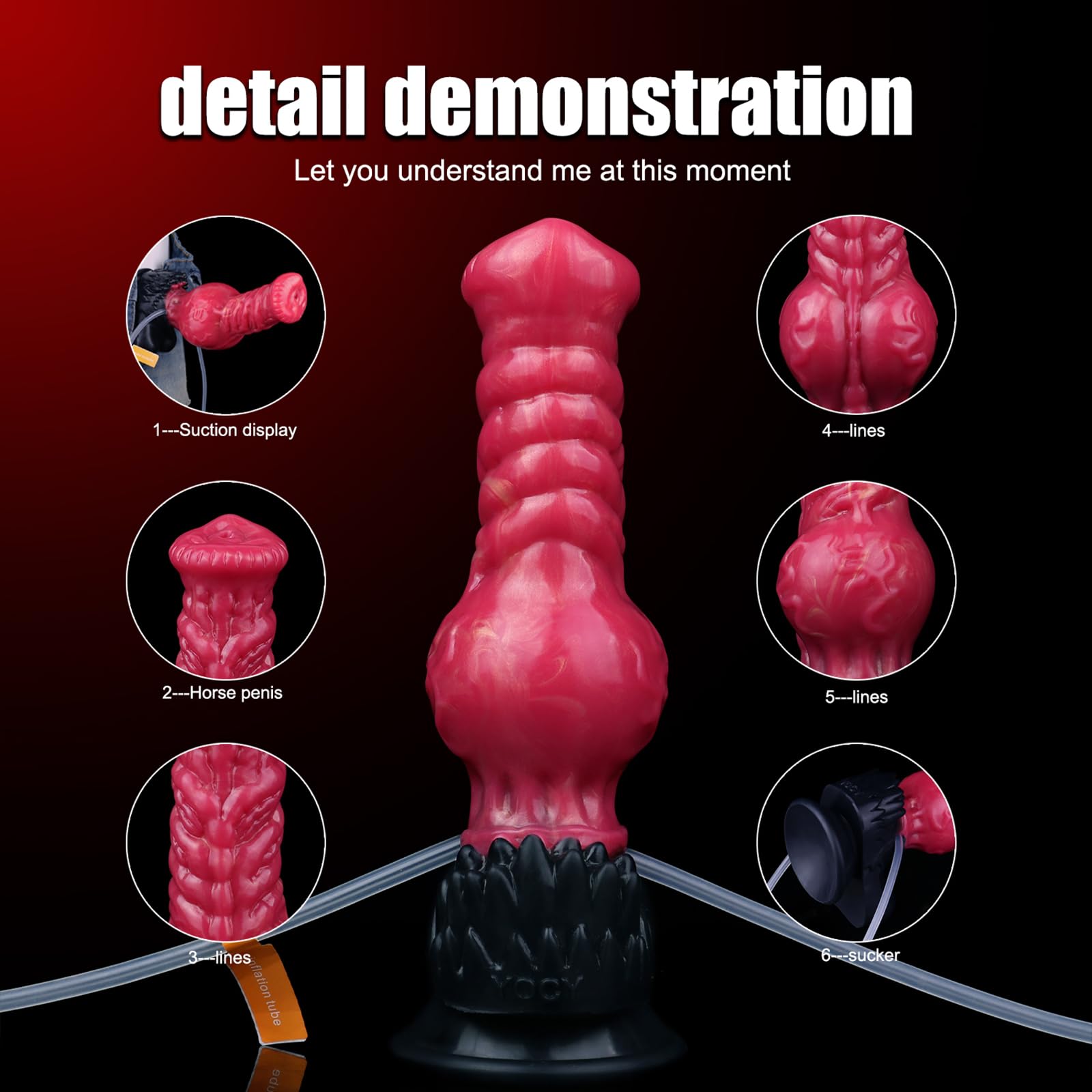 AMAZBEE Consolador eyaculador inflable con tubo de succión base de succión nudo expansible pene falso juguete sexual para hombres próstata anal silicona consolador (A)
