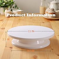Yuixoseu 11 Inch Rotating Cake Turntable Stand - Smooth Spinning Baking Tool for Cakes, Cupcakes, Cookies & Muffins (White)